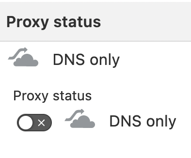 Cloudflare proxy settings in the off state